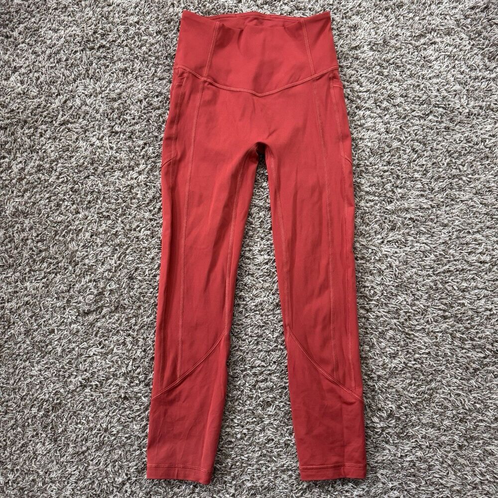 Lululemon Wunder Train High Rise Crop 23" Legging Dark Terracotta SZ 4 Tight